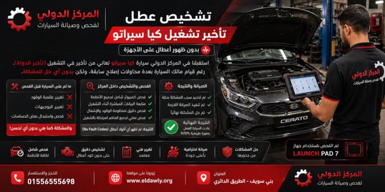تشخيص عطل تأخير تشغيل كيا سيراتو بدون ظهور أعطال – بني سويف