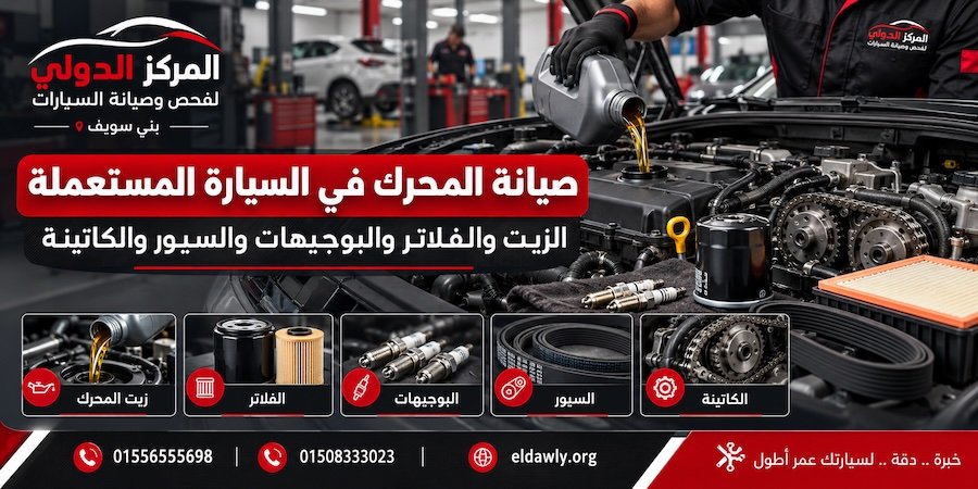 صيانة المحرك في السيارة المستعملة | الزيت والفلاتر والبوجيهات والسيور والكاتينة
